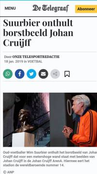 Artikel Telegraaf over onthulling Johan